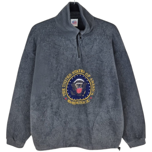 Vintage Cedar Sports 80's Grey Washington DC Embroidered Fleece Jumper Size L