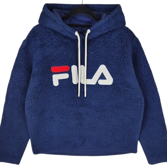 FILA Sport Dark Blue Embroidered Fleece Hoodie Size M