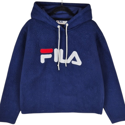FILA Sport Dark Blue Embroidered Fleece Hoodie Size L