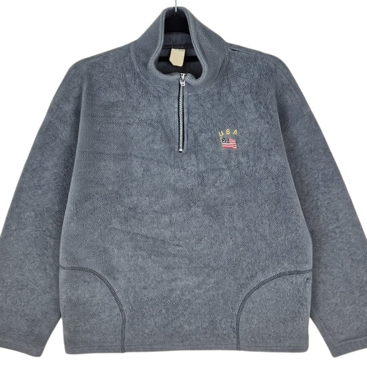 Vintage 80's USA Grey Quarter Zip Fleece Jumper Size S