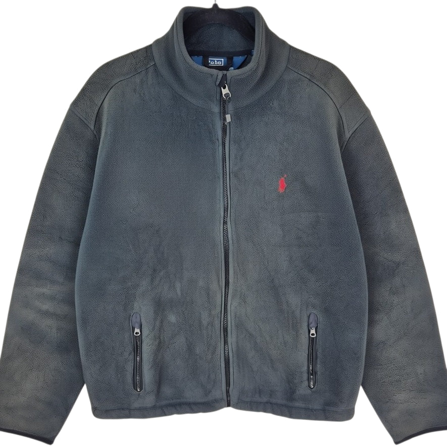 Vintage Polo Ralph Lauren 90's Dark Green Fleece Zip Jumper Size L