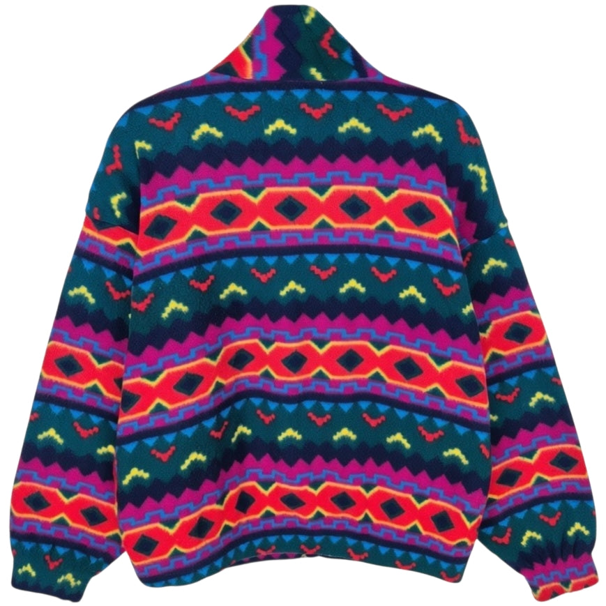 Vintage Casual Radiance 90's Colourful Fleece Zip Jumper Size M