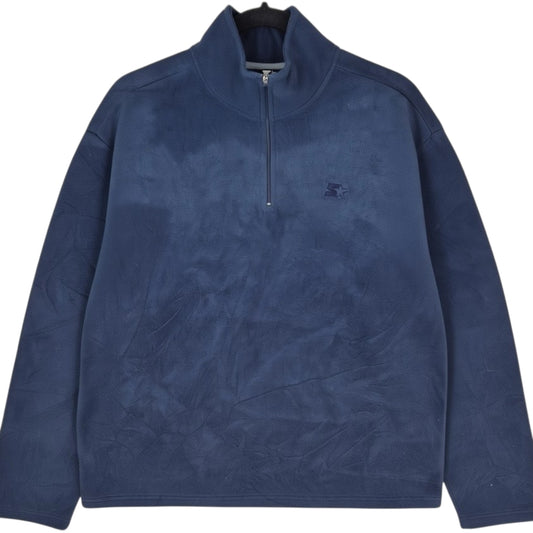 Vintage Starter 2000's Dark Blue Quarter Zip Fleece Jumper Size L