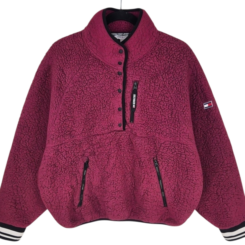 Tommy Hilfiger Sport Womens Burgundy Fleece Jumper Size XL