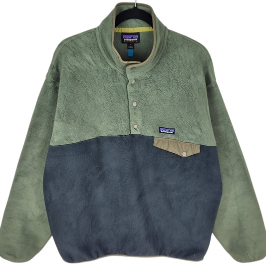 Patagonia Green Quarter Button Fleece Jumper Size L