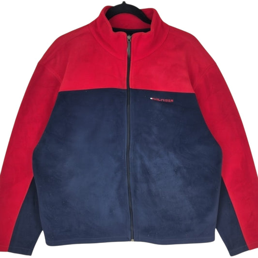 Tommy Hilfiger Red & Dark Blue Fleece Jumper Size L