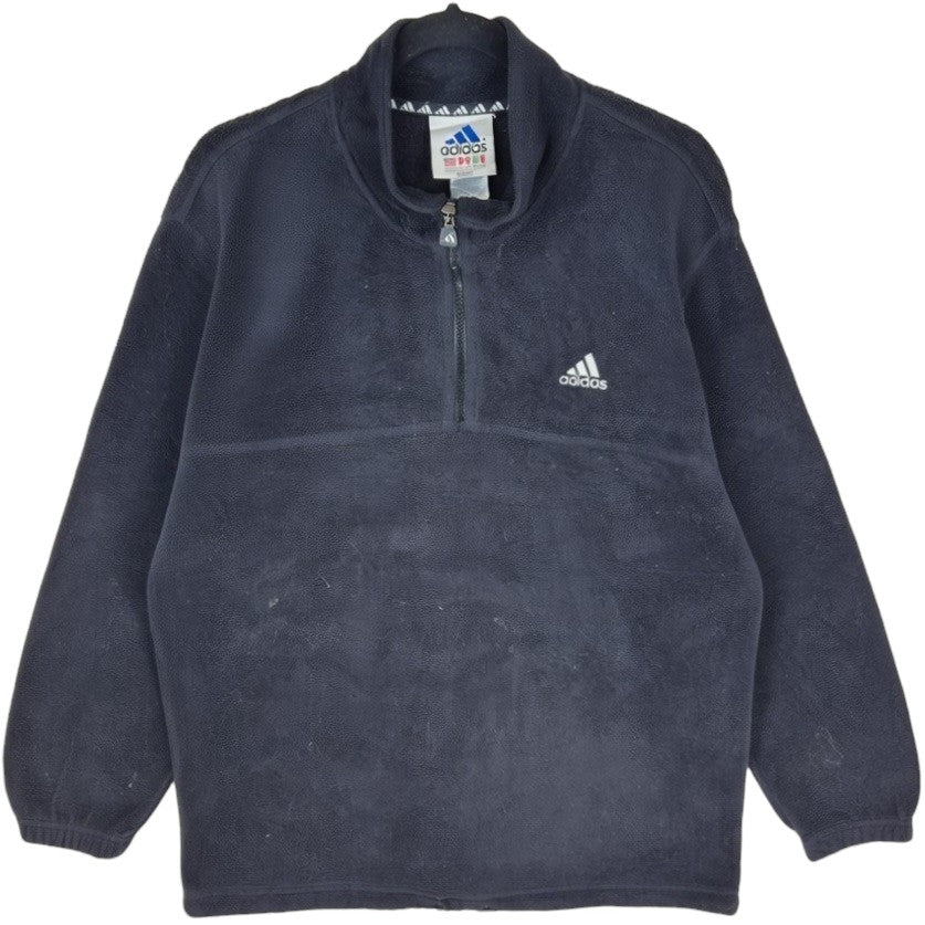 Vintage Adidas 90's Black Quarter Zip Fleece Jumper Size M