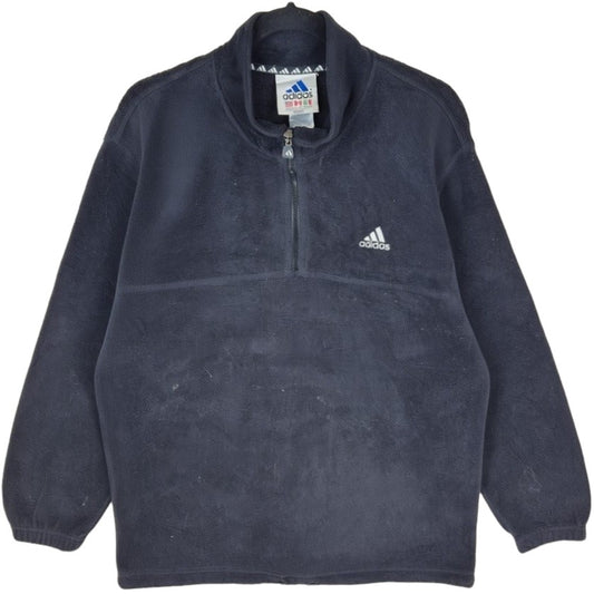 Vintage Adidas 90's Black Quarter Zip Fleece Jumper Size M