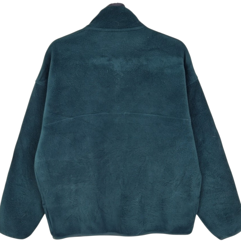 Vintage Patagonia 90's Dark Green Quarter Button Fleece Jumper Size L