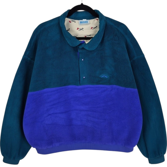 Vintage Golfleece 90's Green & Blue USA Made Fleece Jumper Size 2XL
