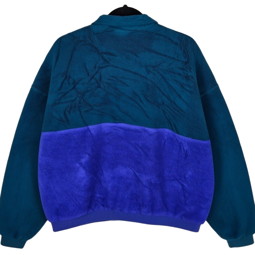 Vintage Golfleece 90's Green & Blue USA Made Fleece Jumper Size 2XL
