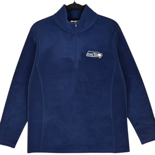 NFL Seattle Seahawks Womens Dark Blue Quarter Zip Fleece Jumper Size XL