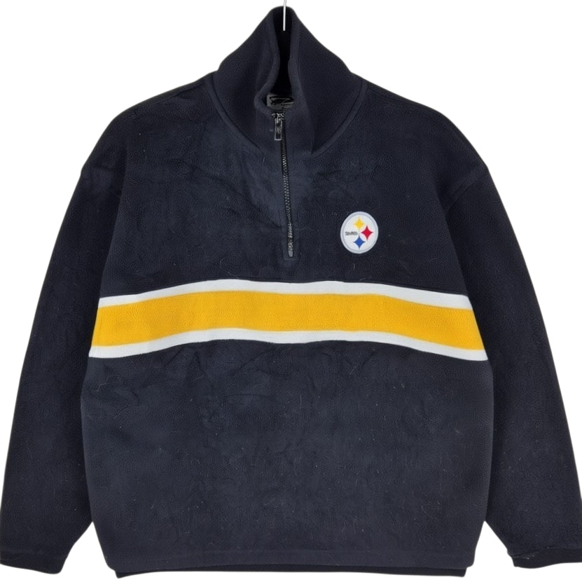 Vintage Pittsburgh Steelers 90's Black Quarter Zip Fleece Jumper Size M