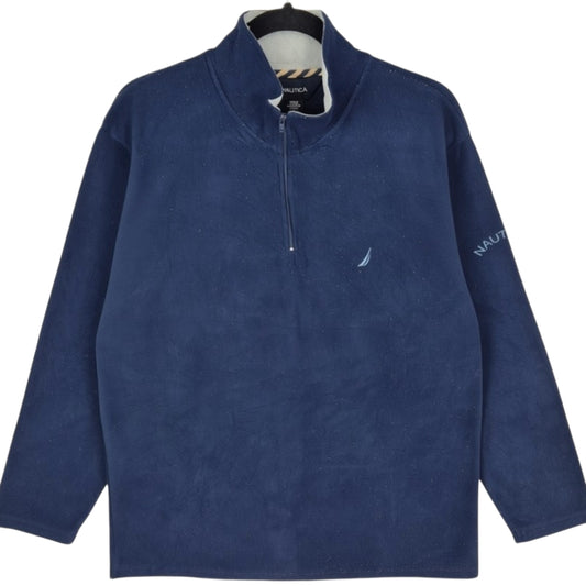 Nautica Dark Blue Quarter Zip Fleece Jumper Size M