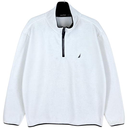 Nautica White Quarter Zip Fleece Jumper Size XL