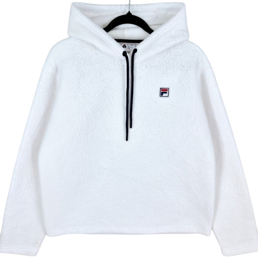 FILA Womens White Fleece Hoodie Size L