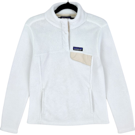 Patagonia Womens White Quarter Button Fleece Jumper Size S