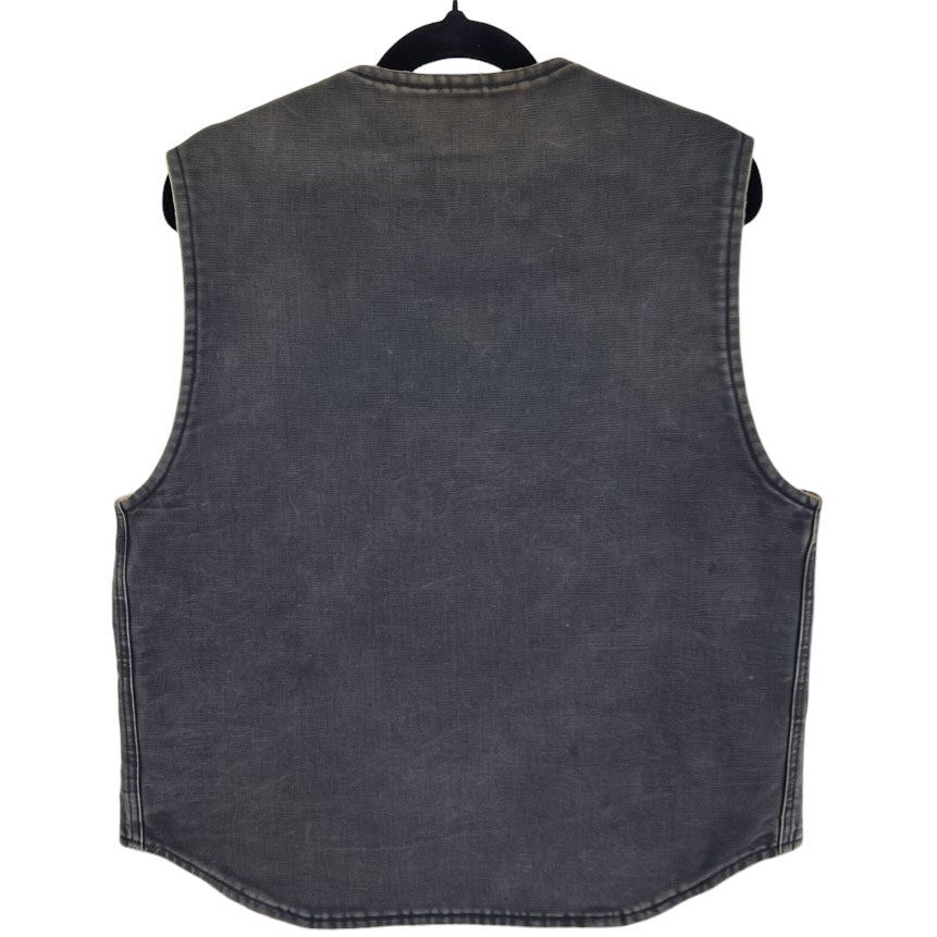 Vintage Carhartt 80's Dark Grey USA Made Heavy Denim Vest Size L