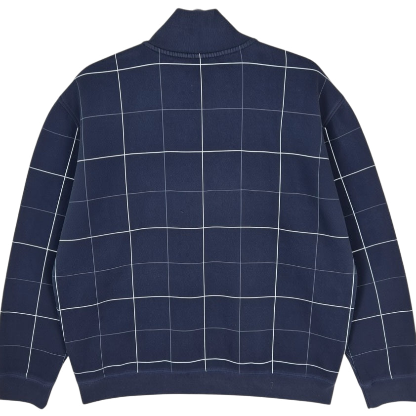 Nautica Dark Blue Checkered Quarter Zip Sweater Size XL