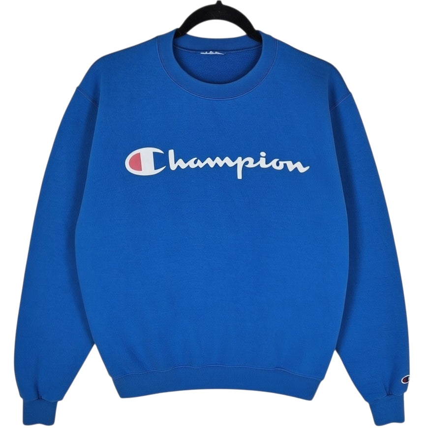 Champion Blue Chest Script Crewneck Sweater Size S