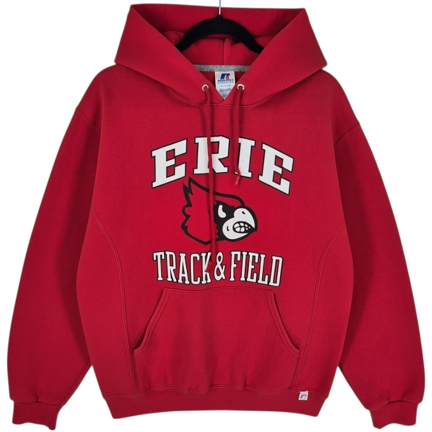 Vintage Russell Athletic 90's Red Erie Track & Field Hoodie Size M