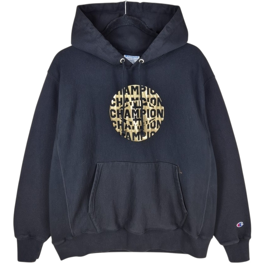 Champion Reverse Weave Black Heavy Hoodie Size L