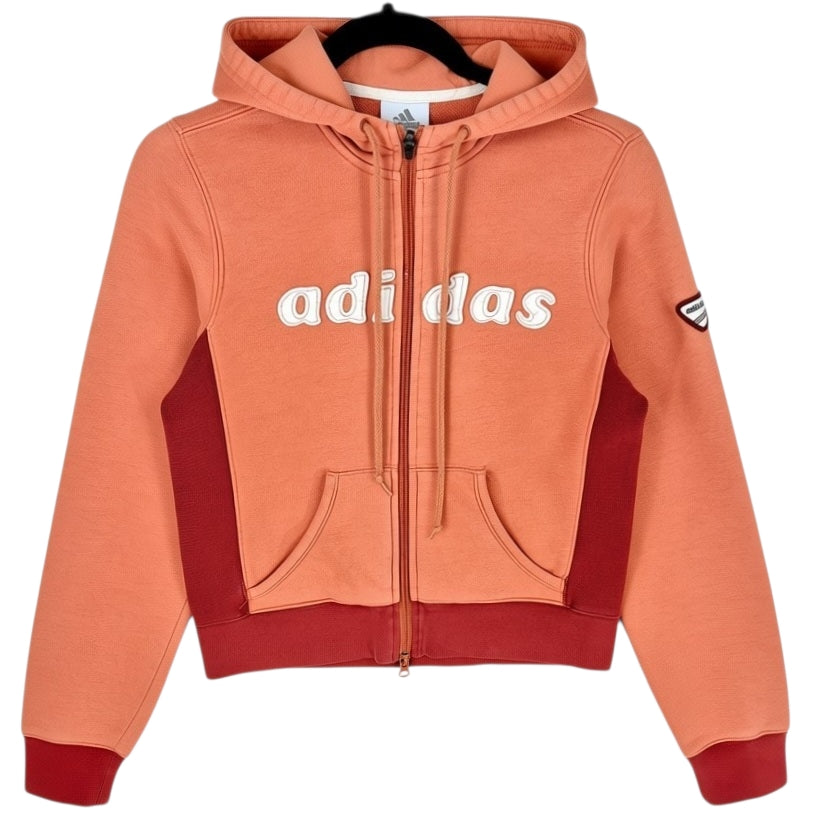 Vintage Adidas 2000's Womens Clay Brown Embroidered Hoodie Size XS