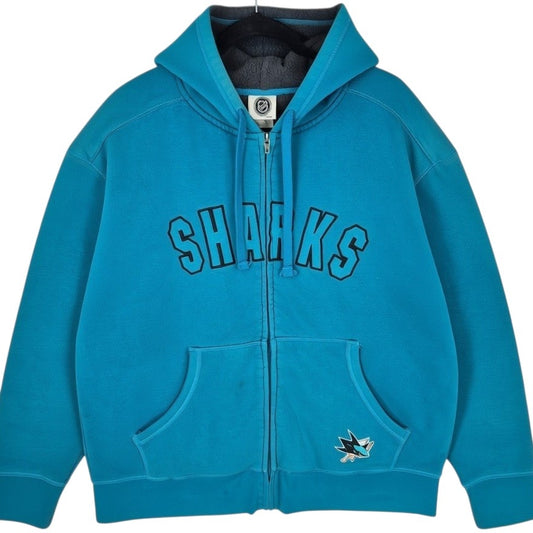 NHL San Jose Sharks Blue Embroidered Zip Hoodie Size 2XL