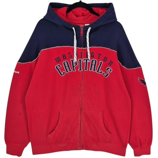 Reebok NHL Washington Capitals Red & Blue Embroidered Zip Hoodie Size XL