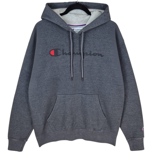 Champion Grey Chest Script Hoodie Size L
