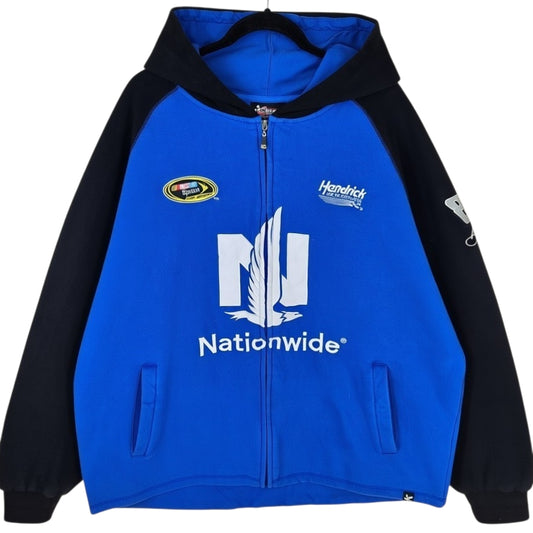 NASCAR Dale Earnhardt JR Black & Blue Heavy Embroidered Zip Hoodie Size 3XL