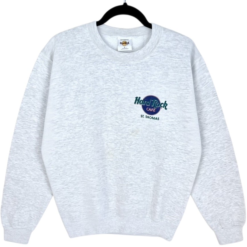 Vintage Hard Rock Cafe St Thomas 90's Light Grey Sweater Size S