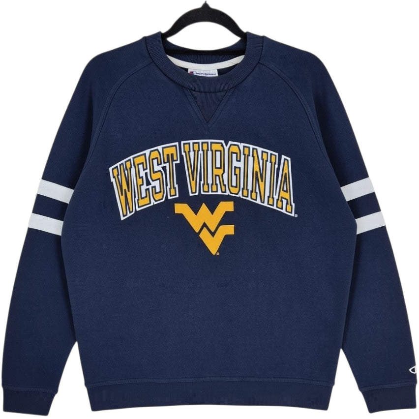 Champion West Virginia Football Dark Blue Embroidered Sweater Size M