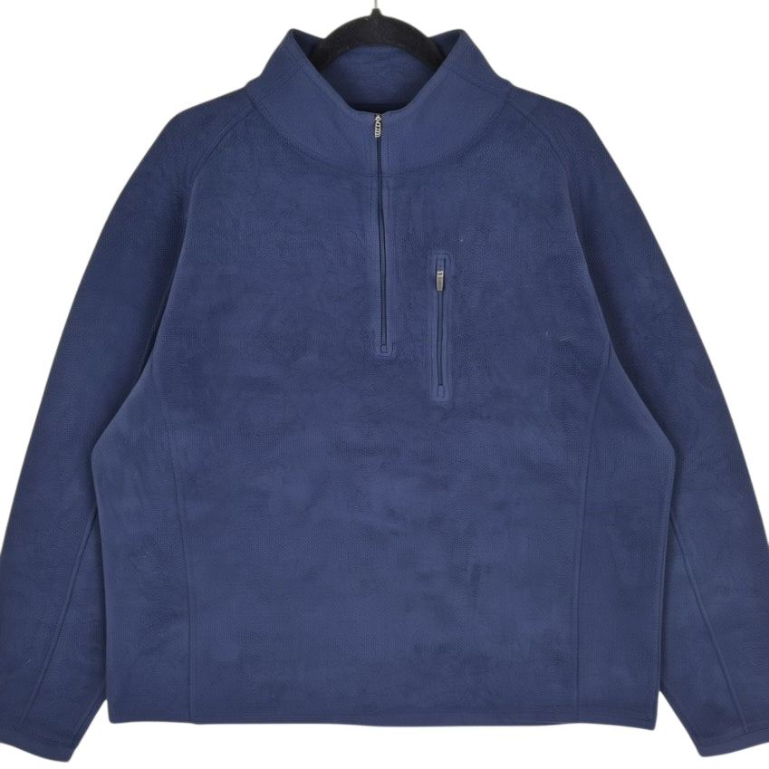 LL Bean Dark Blue Quarter Zip Fleece Jumper Size XL