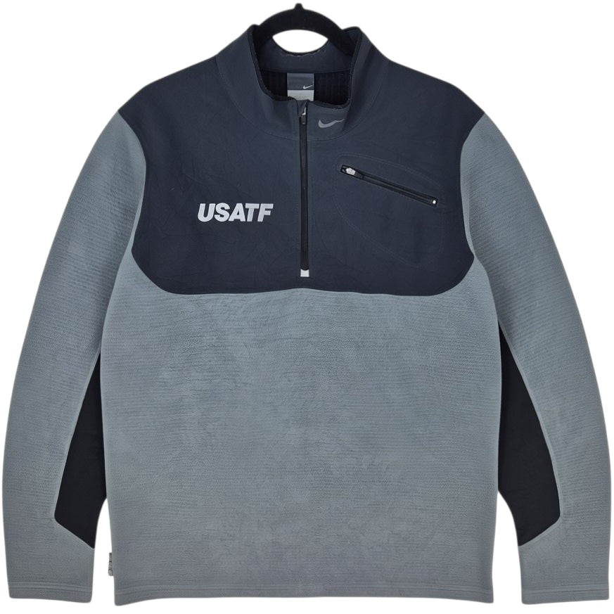 Vintage Nike 2000's USA Track & Field Grey Quarter Zip Fleece Jumper Size XL