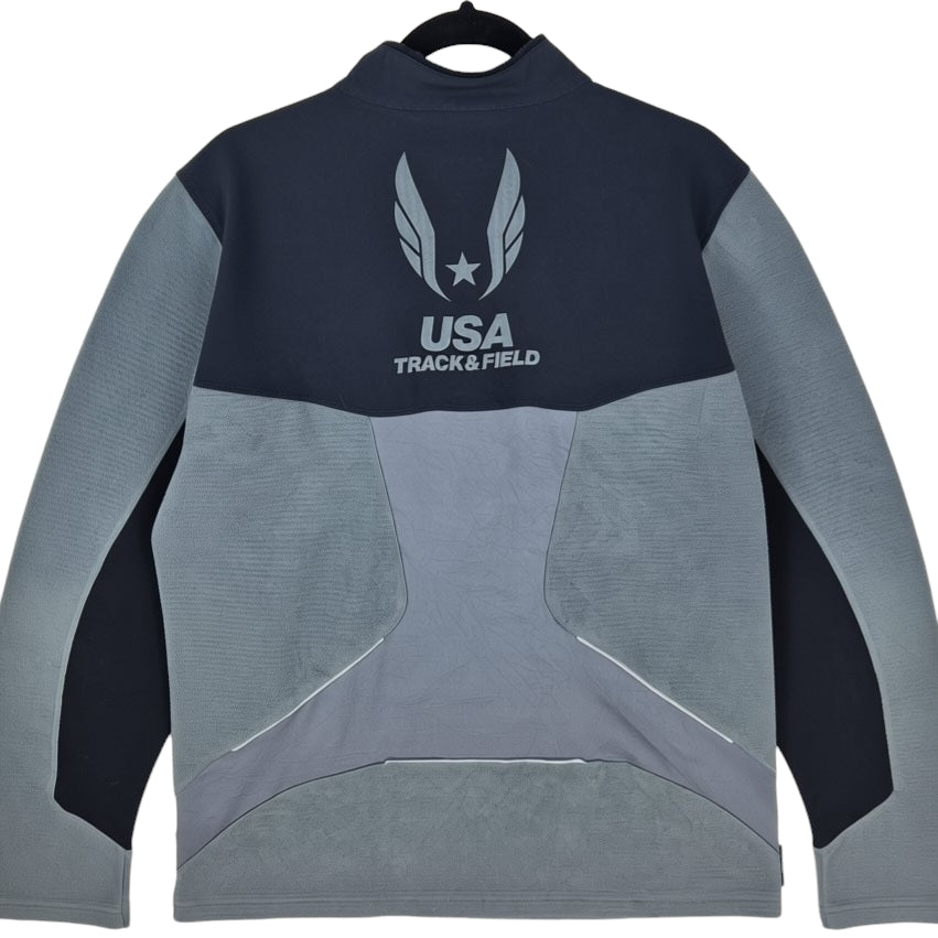 Vintage Nike 2000's USA Track & Field Grey Quarter Zip Fleece Jumper Size XL