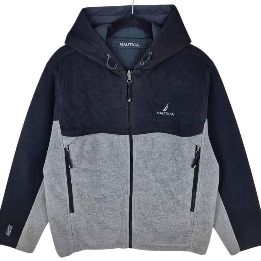 Nautica Black & Grey Hooded Fleece Zip Jumper Size S