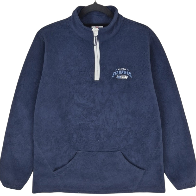 NFL Team Apparel Womens Seattle Seahawks Dark Blue Fleece Jumper Size XL