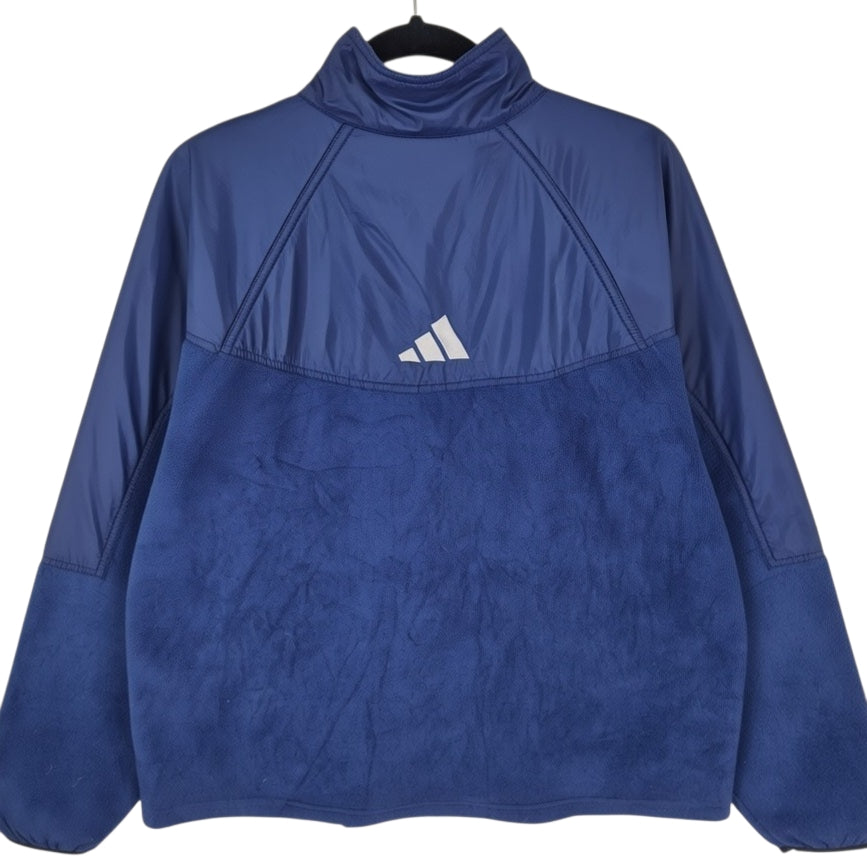 Vintage Adidas 90's Dark Blue Fleece Zip Jumper Size M