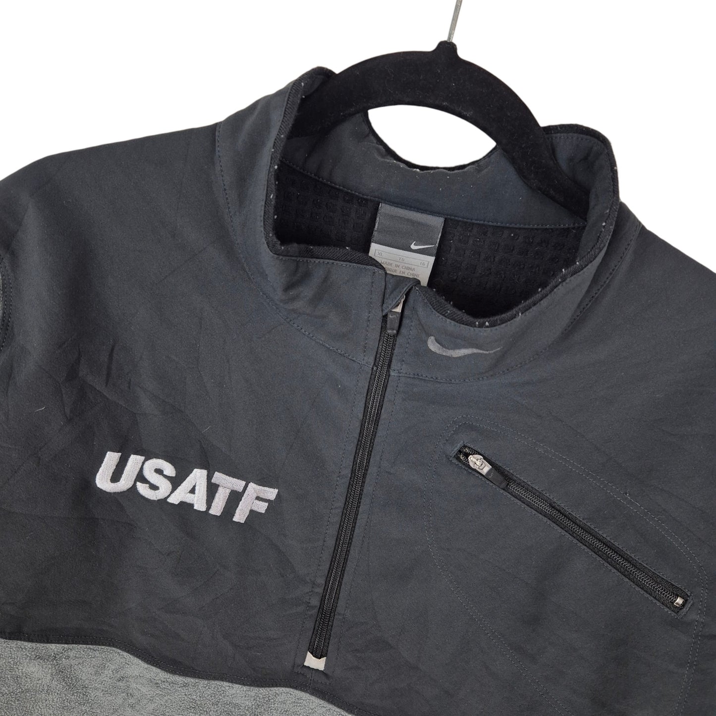 Vintage Nike 2000's USA Track & Field Grey Quarter Zip Fleece Jumper Size XL