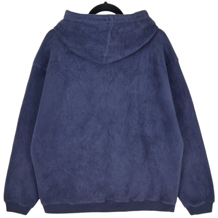 Vintage BUM Equipment 90's Dark Blue Embroidered Fleece Hoodie Size XL