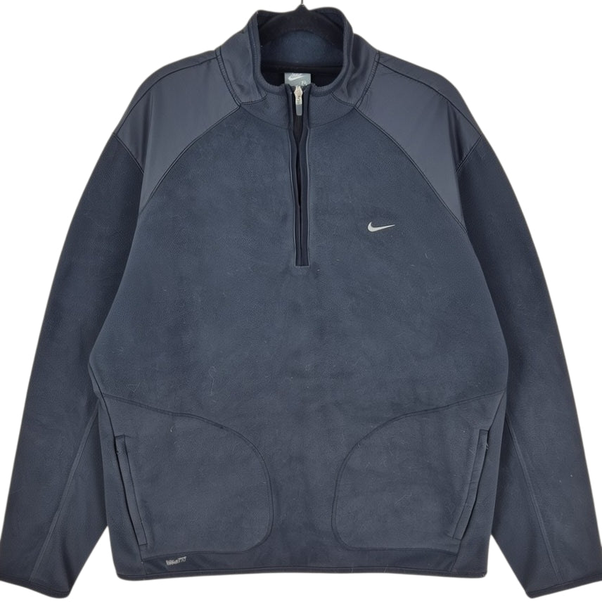 Vintage Nike 2000's Black Quarter Zip Fleece Jumper Size XL