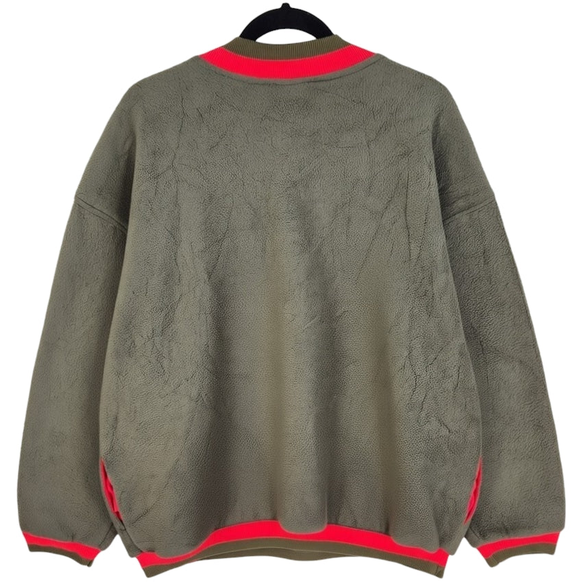 Vintage Mossimo 90's Olive Green USA Made Quarter Button Fleece Jumper Size L