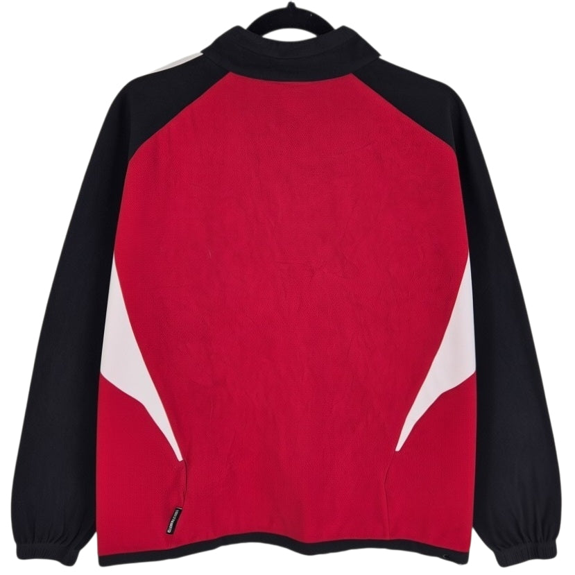 Vintage Adidas 2000's Red & Black Quarter Zip Light Fleece JUmper Size L