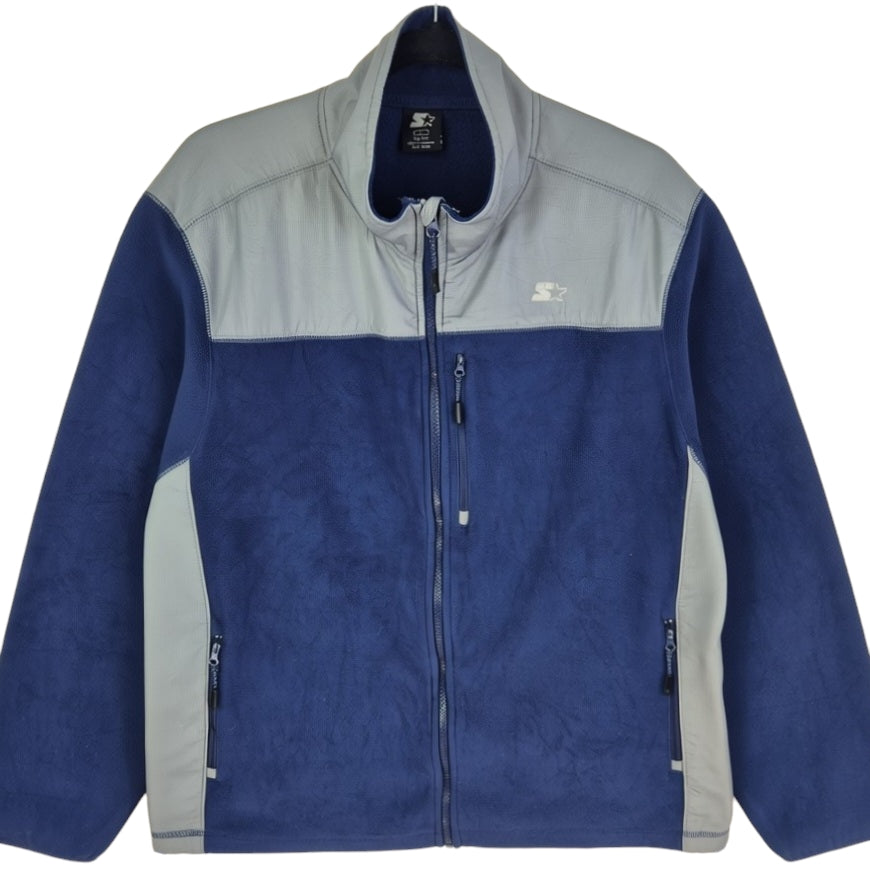 Vintage Starter 2000's Dark Blue & Grey Fleece Zip Jumper Size L