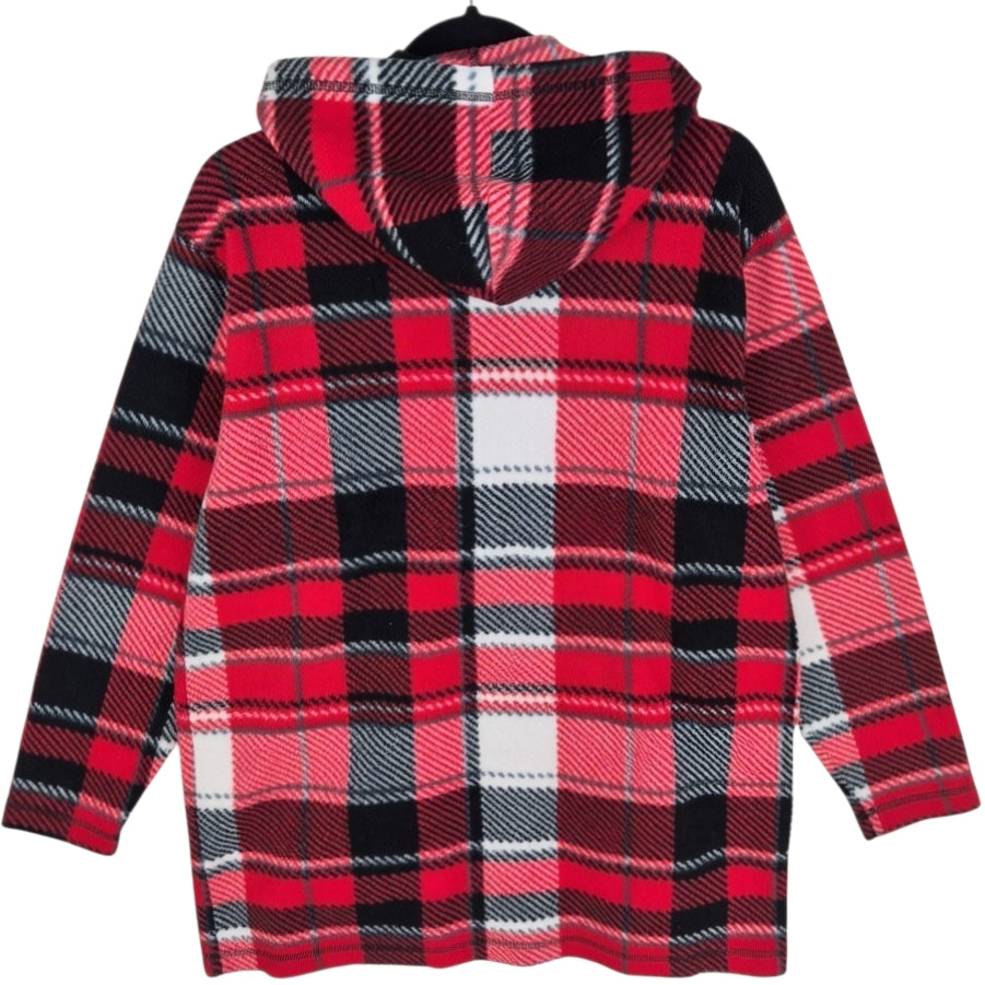 Vintage Fashion Bug 90's Red & Black Checkered Tall Fleece Zip Hoodie Size M
