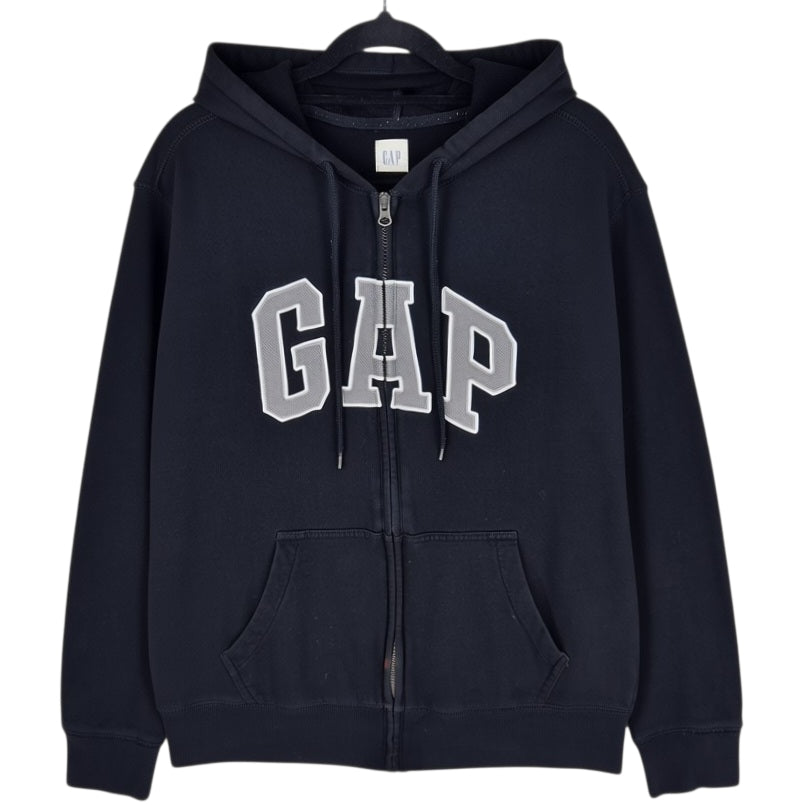 GAP Black Embroidered Zip Hoodie Size M