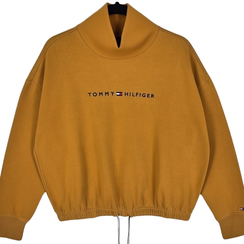 Tommy Hilfiger Womens Mustard Brown Oversized Embroidered Sweater Size XL