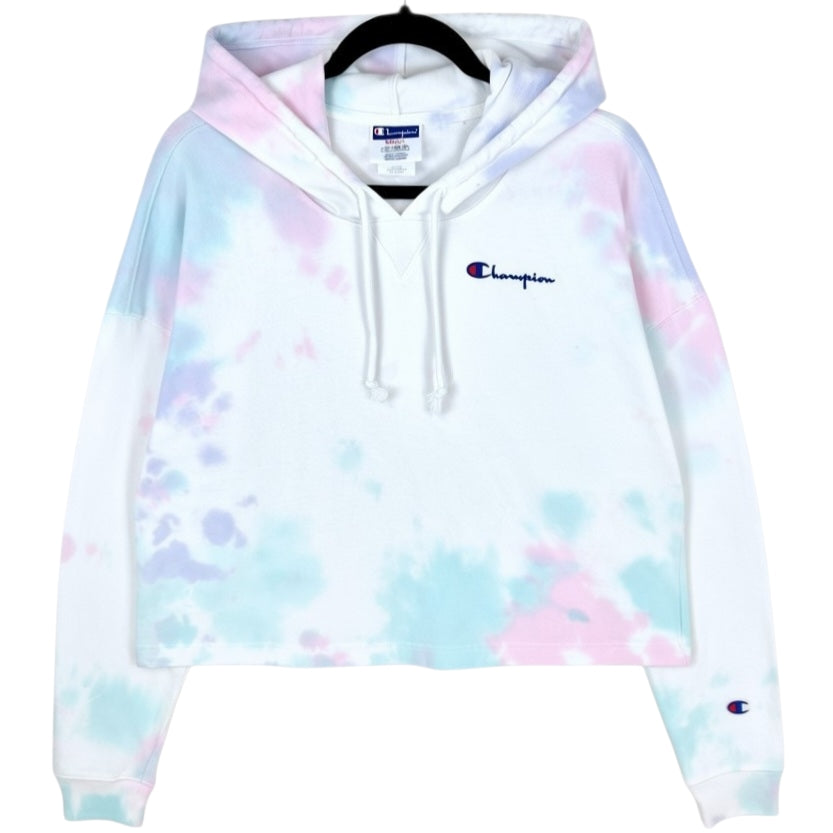 Champion Womens White Tie Dye Light Hoodie Size S