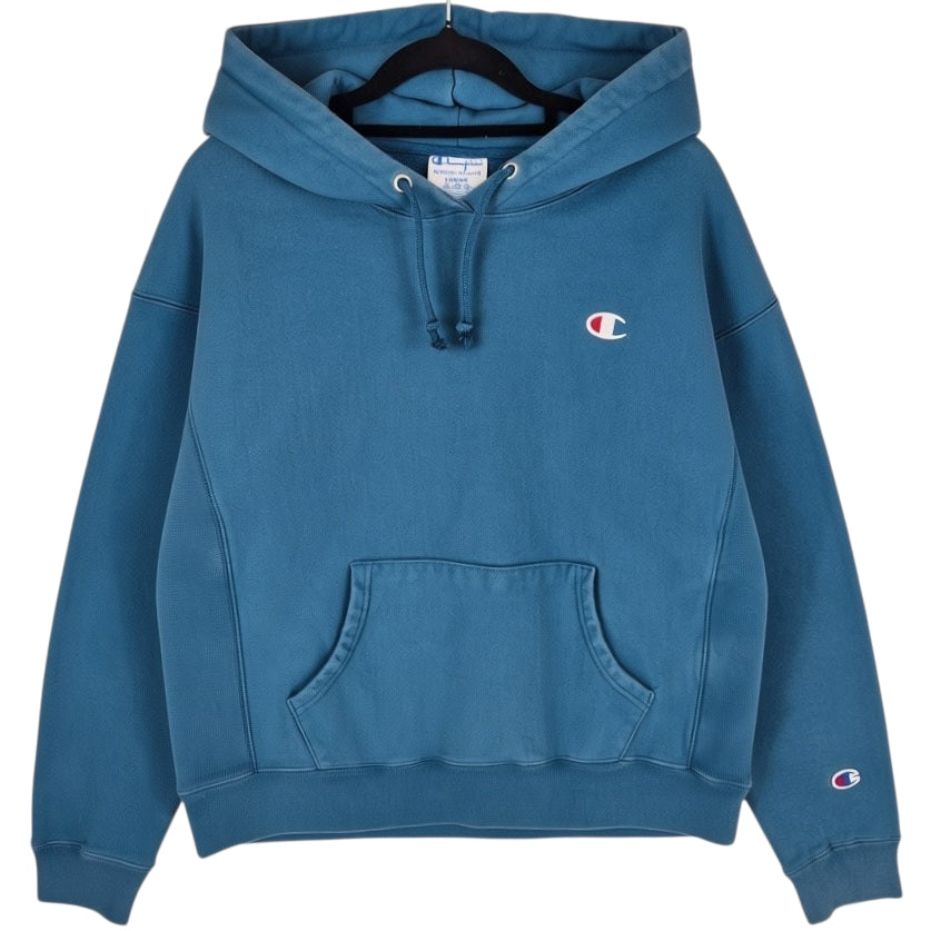 Champion Reverse Weave Womens Aqua Blue Heavy Hoodie Size L
